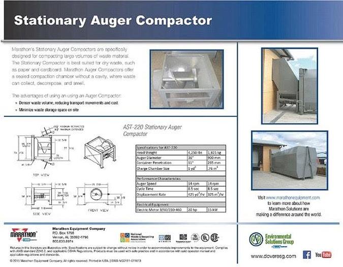 Used Marathon AST 2017 Auger Compactor with 40yd Receiver Box