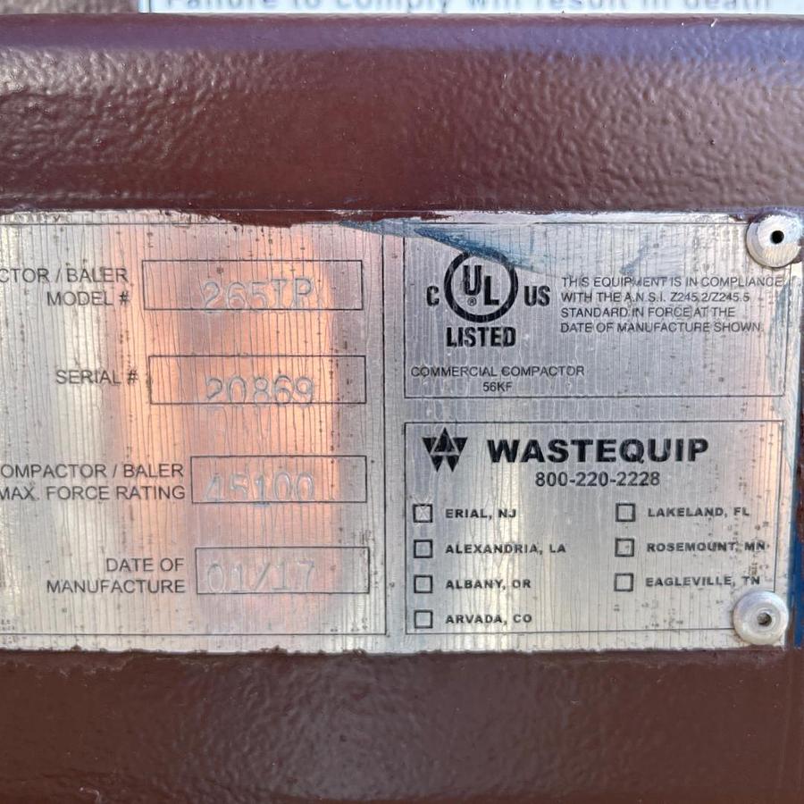 Used Wastequip Model 265IP 35yd Self-Contained Compactor Refurbished and Rebuilt