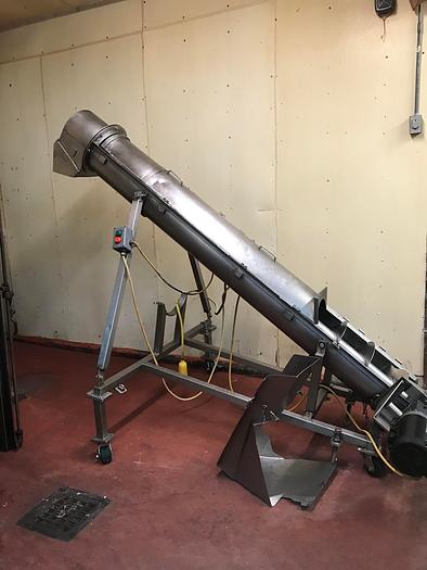 Used AUGER CONVEYOR 10' LONG X 9" DIAM. STAINLESS STEEL only @ AMERICA'S STEAM KETTLE HEADQUARTERS ! (#617C)