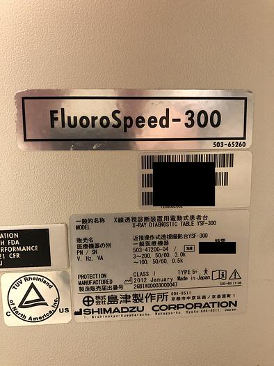 Used 2012 Shimadzu FluoroSpeed-300 Digital RF