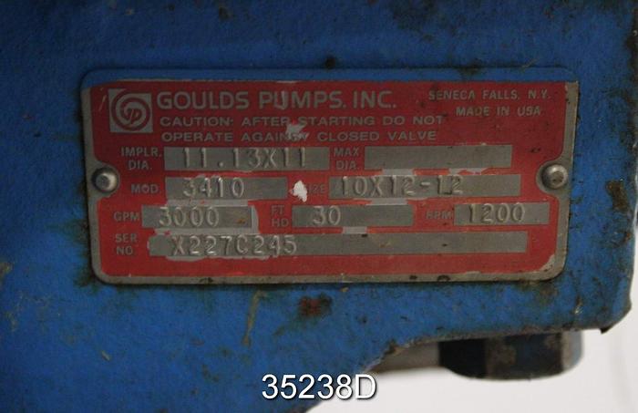 Used Goulds 3410 10x12x12 Pump, 6 Vane Impeller #35238
