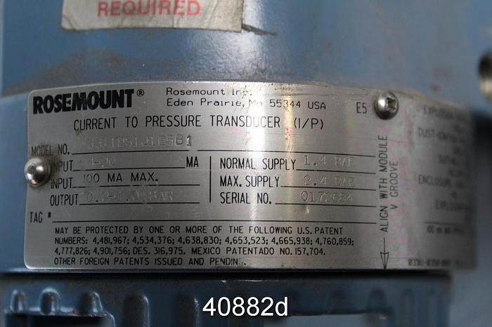 Used Rosemount Current To Pressure Transducer #40882