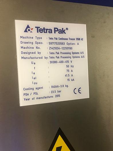 Used 2015 Tetra Pak S1500 Continuous Freezer