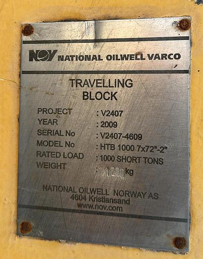 Used Travelling Block National Oilwell Varco HTB 1000