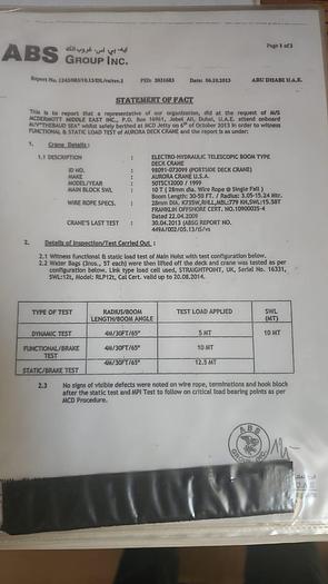 Used Marine Telescopic 10 Ton Crane Aurora 50TSC12000