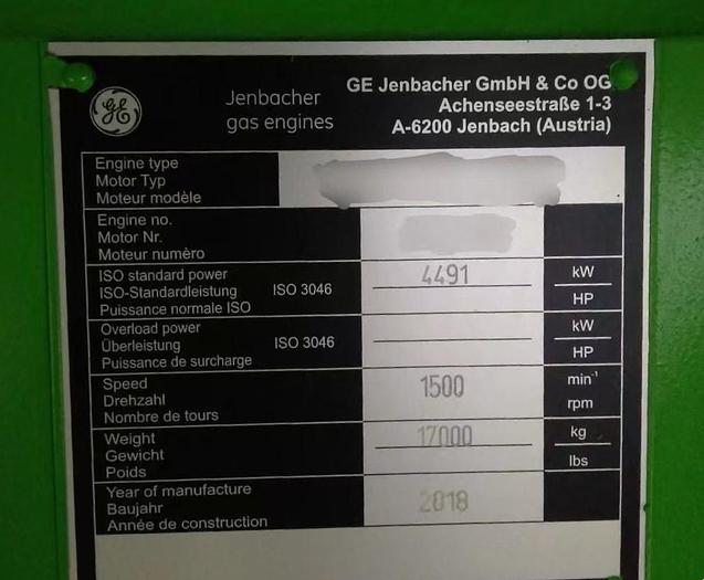 2018 GE Jenbacher GmbH & Co OG J624