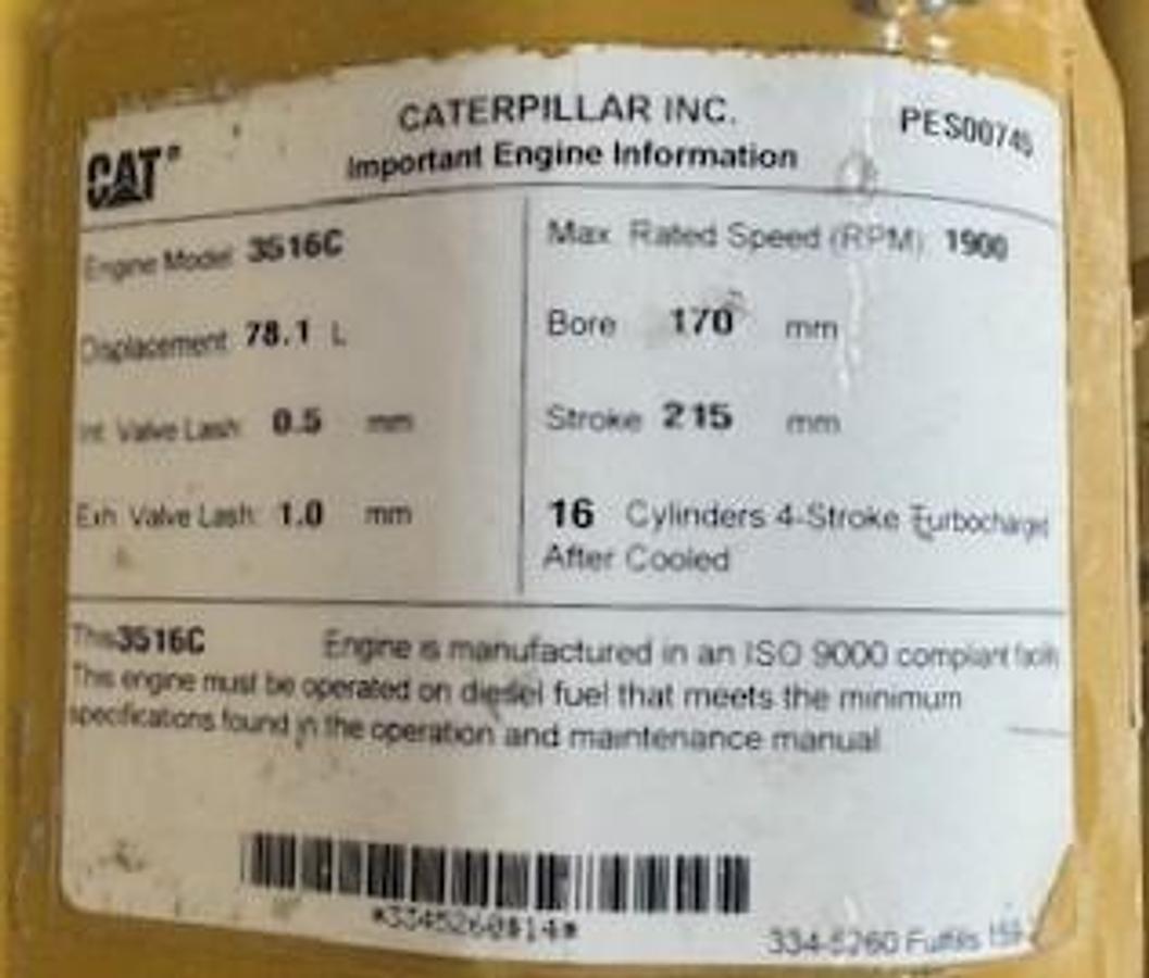 Used 2012 Caterpillar 3516C-HD