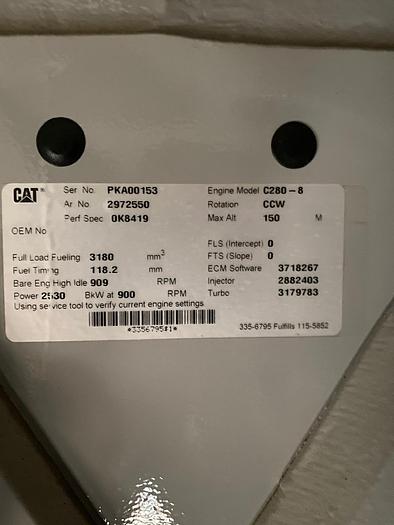 Caterpillar C280-8 generator built 2011 x 3 sets new / unused
