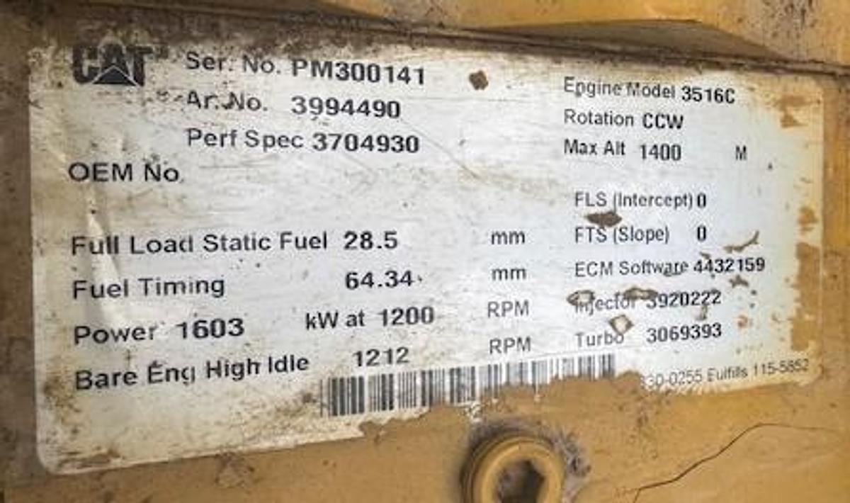 Used 2012 Caterpillar 3516C-HD