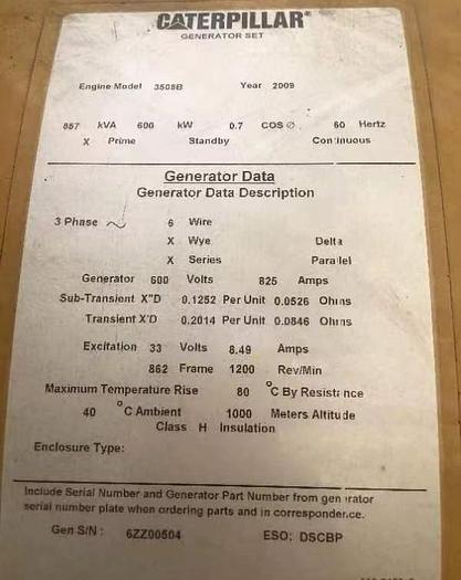 Caterpillar 3508B 600V unused generators x 2 units