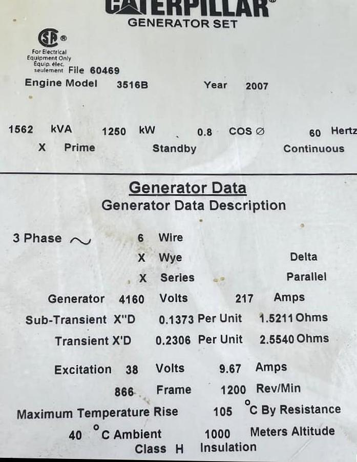 Used 2007 Caterpillar 3516