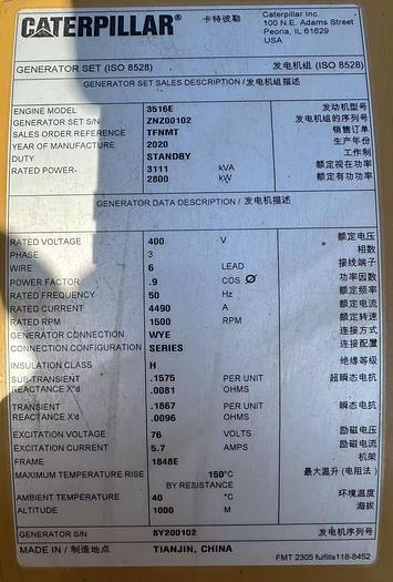 2020 Caterpillar 3516E