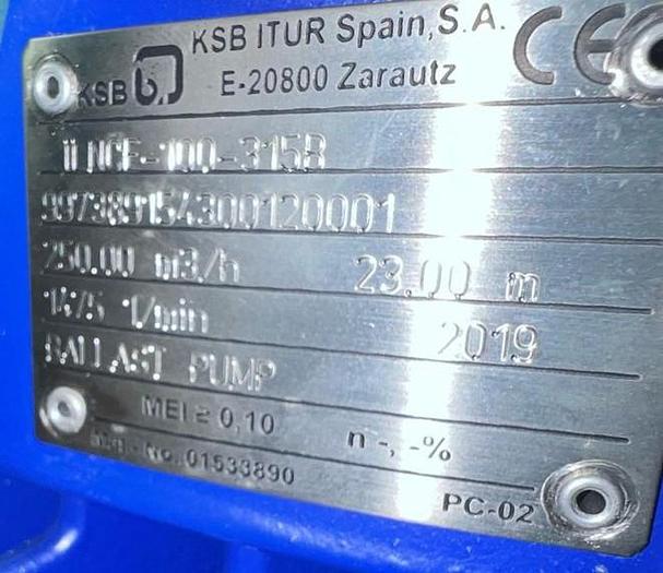 KSB marine pumpss New 2019 built.