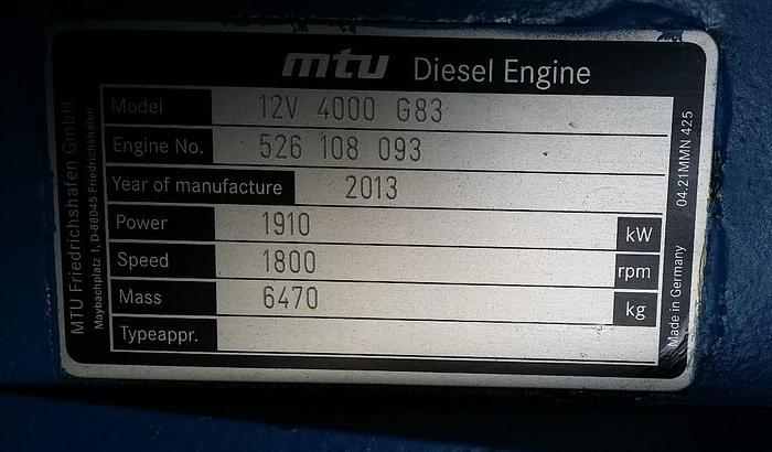 Used 2013 MTU 12V4000G83