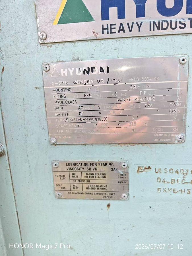 Used Hyundai MAN B&W 6L28/32H marine generators