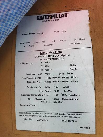 Caterpillar 3512B marine emergency generator new