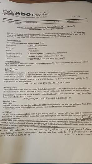 Used Marine Telescopic 10 Ton Crane Aurora 50TSC12000