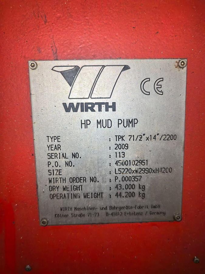 Used 2009 Wirth TPK 7½” × 14” / 2200
