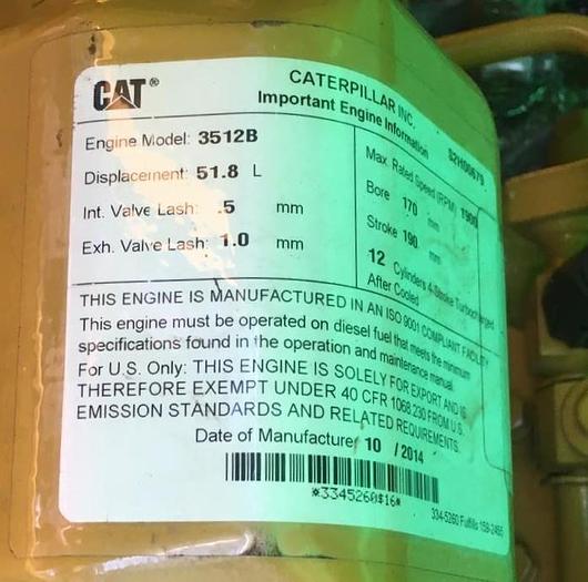 Caterpillar 3512B Marine Generator New / Unused.