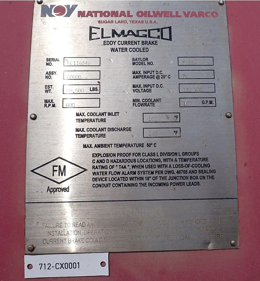 Used Elmagco 7838w Eddy Current Brake.