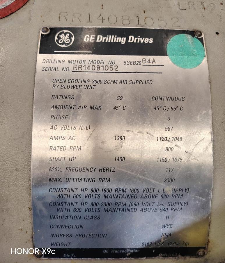 Refurbished AC Motors GE Drilling Drives 5GEB20B4A