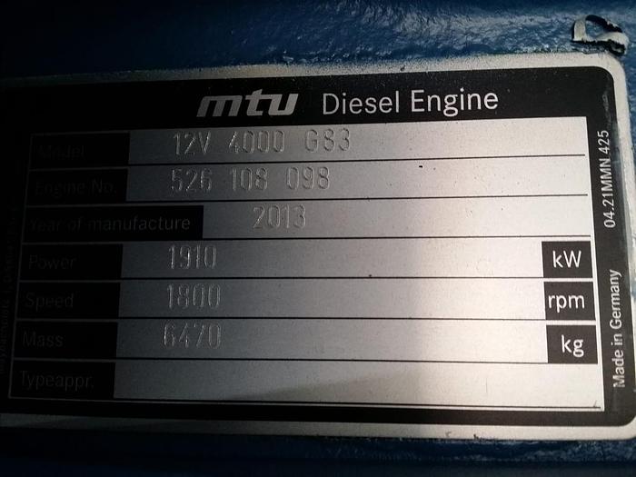 Used 2013 MTU 12V4000G83