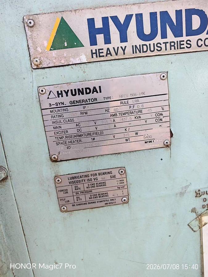 Used Hyundai MAN B&W 6L28/32H marine generators
