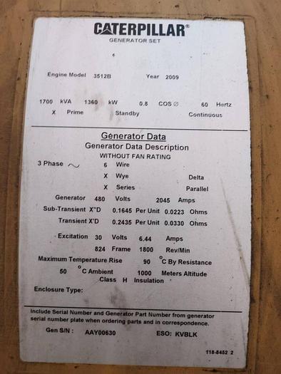 Caterpillar 3512B marine emergency generator new