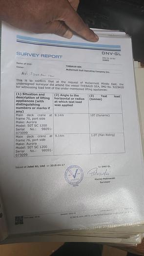 Used Marine Telescopic 10 Ton Crane Aurora 50TSC12000