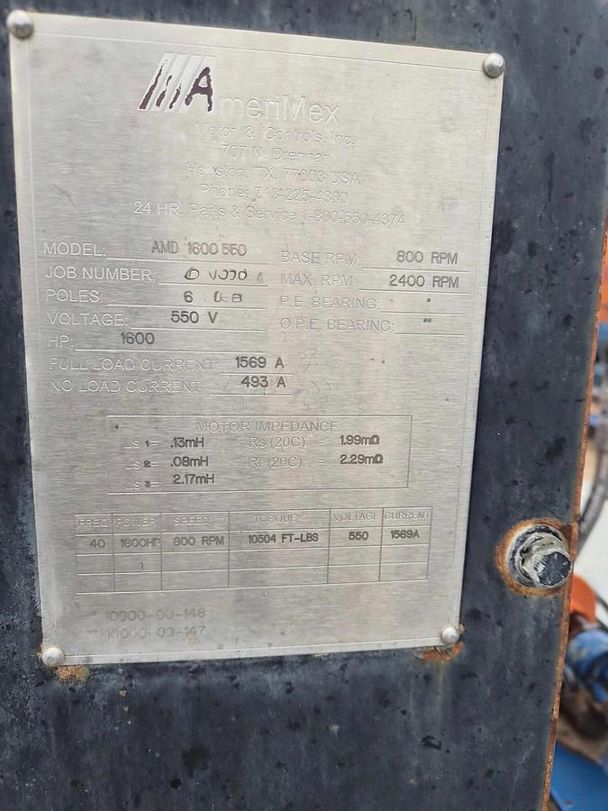 Used AmeriMex AMD 1600 550 motor with blower