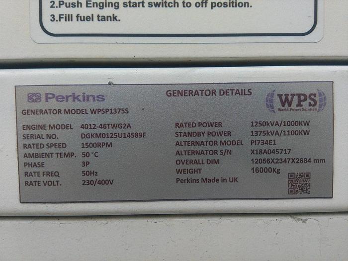 2021 Perkins 4012-46TAG2A New Containised generator.