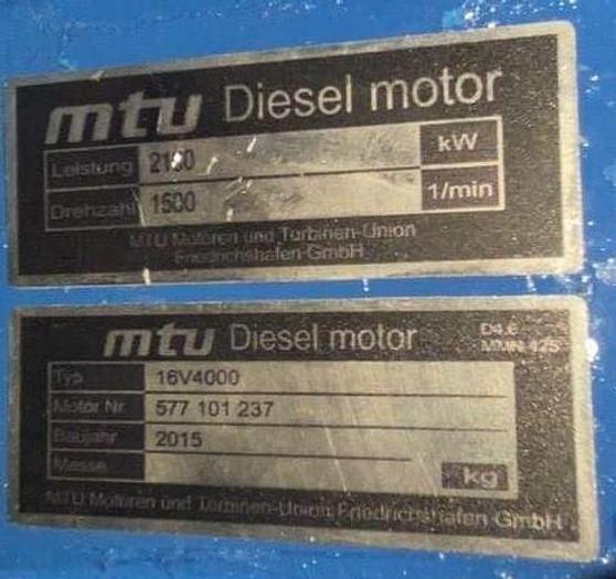 Used 2015 MTU 16V4000