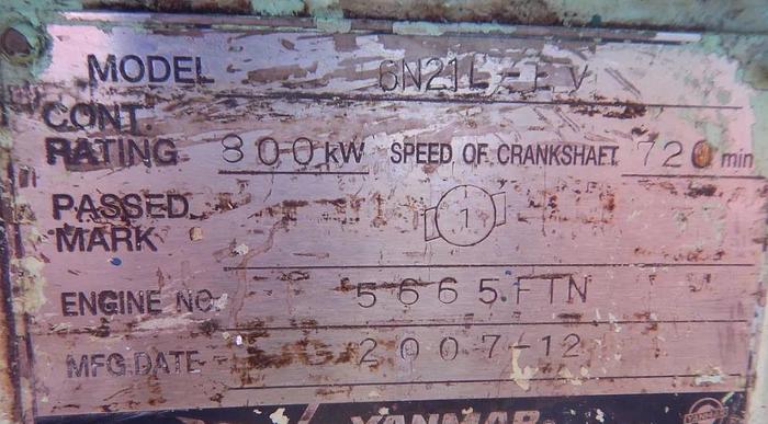Used Yanmar 6N21L-EV marine generators