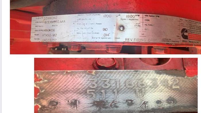 Used Cummins KTA50-M2 marine engines very low hours.