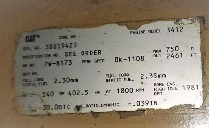Used Caterpillar 3516, 3512, 3412, 3406, 3304 Engines and generators