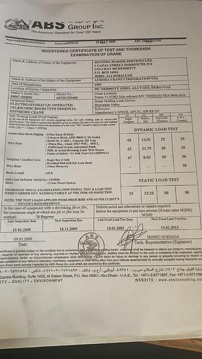 Used Marine Telescopic 10 Ton Crane Aurora 50TSC12000