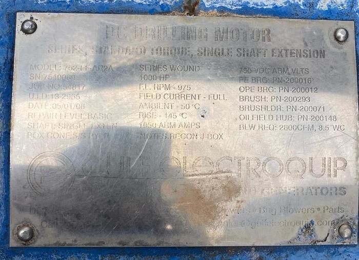 Used Series Wound DC Drilling motors GE 752-FF-AR2A