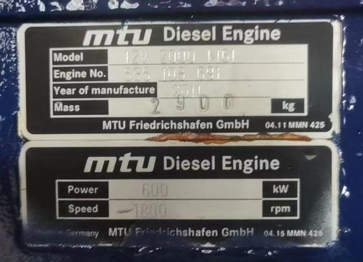 2011 MTU Diesel engine 12V 2000 M61