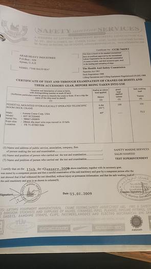 Used Marine Telescopic 10 Ton Crane Aurora 50TSC12000