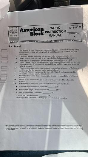 A.C. Drawworks American Block 3580