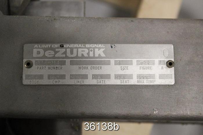 Used Dezurik 4" Hand Operated Knife Gate Valve, 9275914 #36138