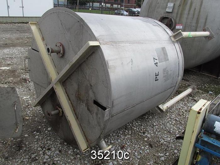 Used (2) 750 Gallon Stainless Steel Vertical Tanks, 60" Diameter x 60" Straight Side #35210
