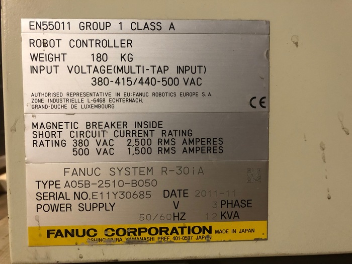 Used FANUC R2000iB/125L 6 AXIS CNC ROBOT WITH R30iA CONTROLLER