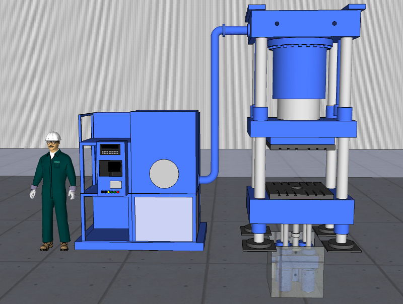 Used 800 Ton Maplan (Austria) 4-Post Up/Down-Acting Hydraulic Press; 2005