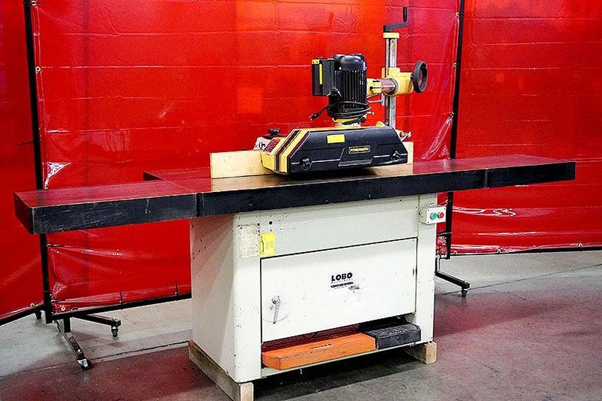 Used 1997 Lobo SP-910 Shaper with Powermatic PF-41 4-Roll Power Feeder