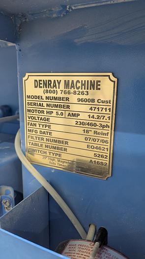 Used 2006 Denray 9600B Cartridge Filter Down Draft Table 29'' Tall