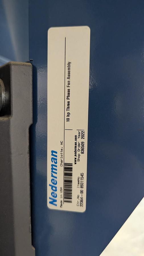 Used 2022 Nederman S1000 10hp Dust Collector