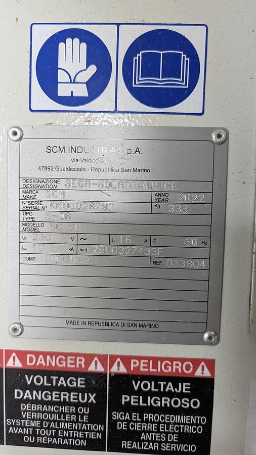Used 2022 SCM SC 2C 5' Sliding Panel Saw