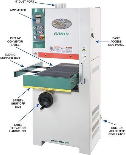 Grizzly G0819 - 15" 5 HP Open-End Wide-Belt Sander
