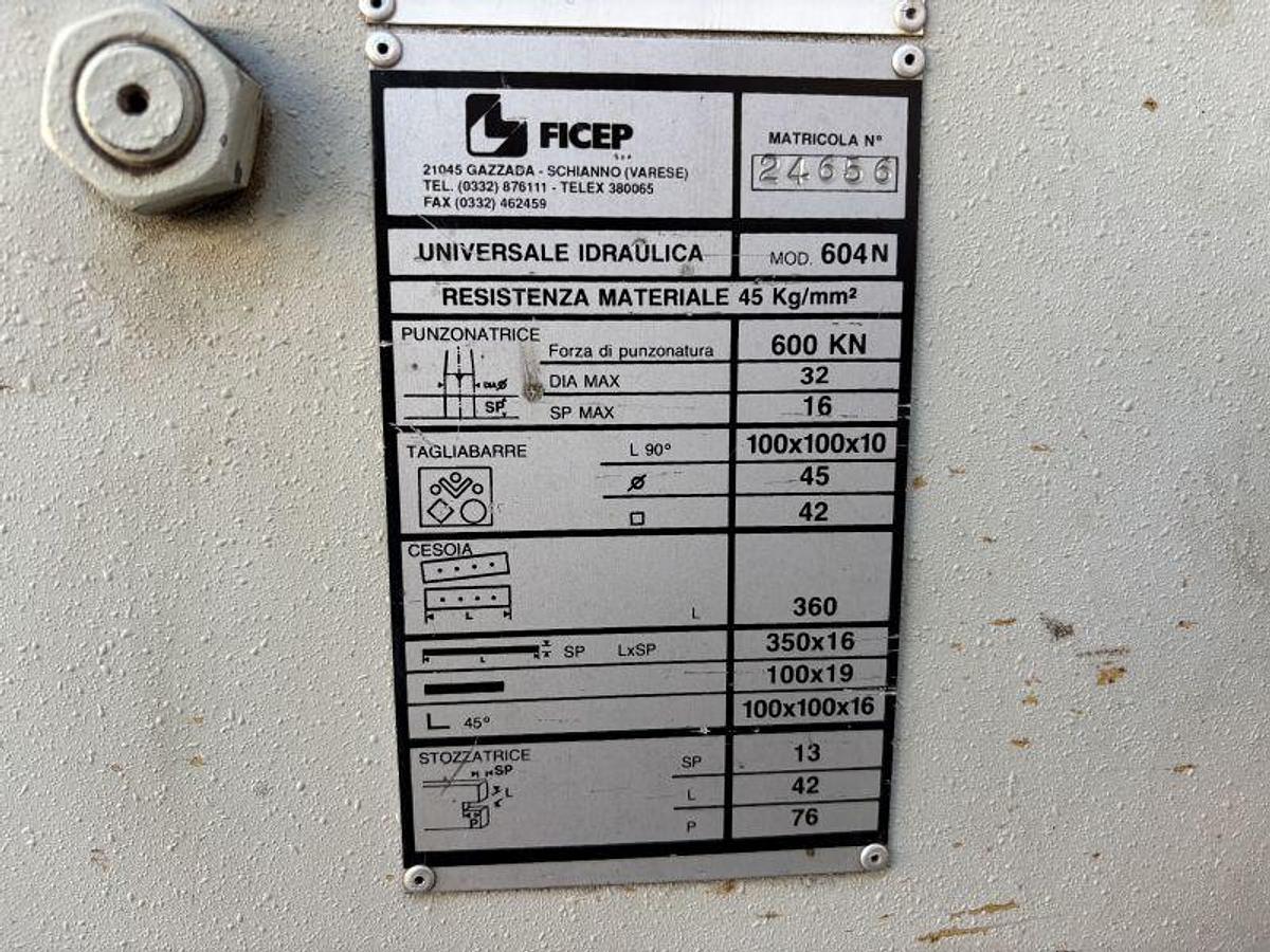 Usato PUNZONATRICE FICEP 604 N ACCESSORIATA